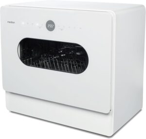 MEDION Mini Dishwasher DWT51, lavastoviglie da tavolo compatta con funzione secchio e pannello a sfioramento, ideale per spazi piccoli.