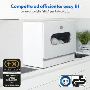 MEDION Mini Dishwasher DWT51, lavastoviglie da tavolo compatta con funzione secchio e pannello a sfioramento, ideale per spazi piccoli.