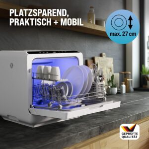 MONZANA® Lavastoviglie Compatta 45x44x46cm con Funzione App e Basso Consumo di acqua, perfetta per piccoli spazi