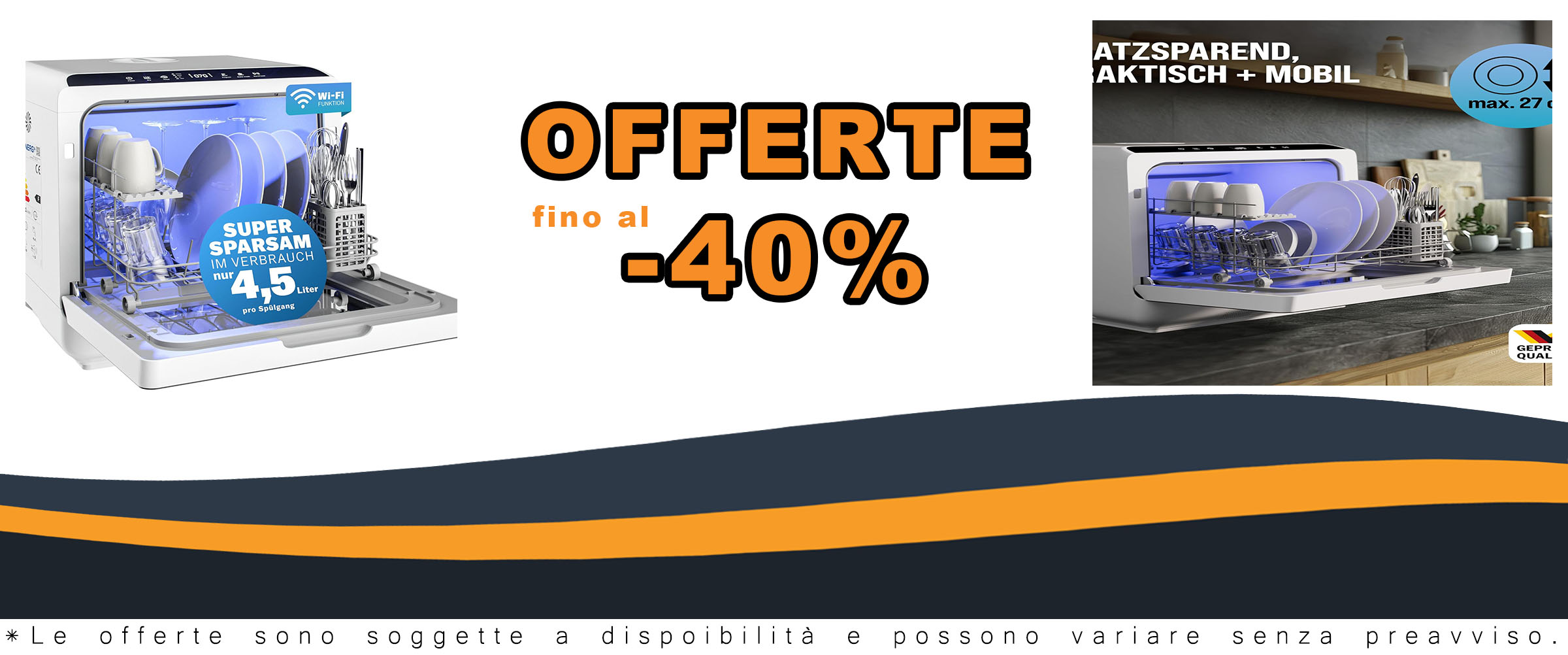 MONZANA® Lavastoviglie Compatta 45x44x46cm con Funzione App e Basso Consumo di acqua, perfetta per piccoli spazi