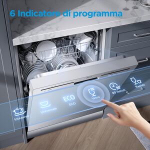 Lavastoviglie Midea MFD60S121X-IT in inox con 12 coperti, 6 programmi di lavaggio e funzione mezzo carico