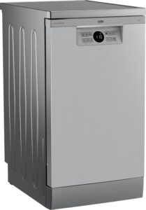 Lavastoviglie BEKO BDFS26020XQ slim, classe E, 10 coperti, display digitale, colore inox, silenziosa e a basso consumo.