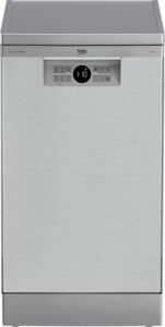 Lavastoviglie BEKO BDFS26020XQ slim, classe E, 10 coperti, display digitale, colore inox, silenziosa e a basso consumo.