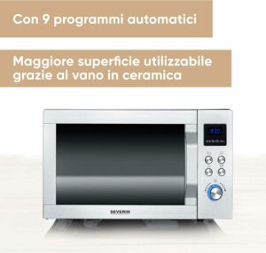 SEVERIN Forno a Microonde 3 in 1 con grill, aria calda e grande capacità, perfetto per ogni cucina.