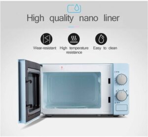 Forno a microonde compatto da 20 litri, 800 watt, con funzione sfernatore e design facile da pulire.