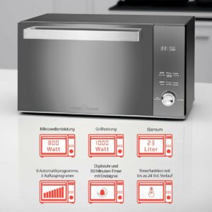 Forno a microonde ProfiCook PC-MWG 1204 con grill, porta verticale a doppio vetro e manico in acciaio inox
