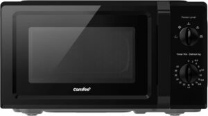Microonde COMFEE ' CMO-MP012OC(BK) nero, vista frontale con timer e display, 700W di potenza, adatto per piccoli spazi