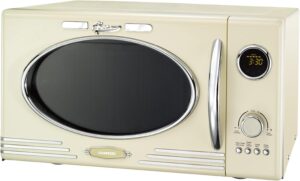 Forno a microonde retro MELISSA 16330128 in colore crema, con griglia e 1000 Watt di potenza