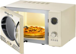 Forno a microonde retro MELISSA 16330128 in colore crema, con griglia e 1000 Watt di potenza