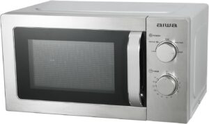 AIWA MW-200SL microonde argento con pulsante rotativo e 700W di potenza, perfetto per riscaldare e cucinare velocemente.