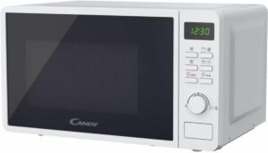 Microonde CANDY Idea Grill CMGA20SDLWLI in bianco, con display digitale e funzioni avanzate.