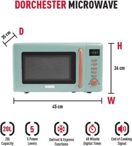 Forno a microonde Haden Dorchester verde 20 l con finitura effetto legno e comandi digitali  