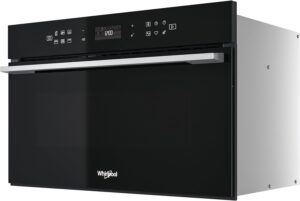 Microonde Whirlpool Nero con classe energetica A+, perfetto per cucinare in modo rapido ed efficiente.