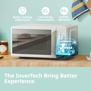 COMFEE' Mini Forno a Microonde Bianco da 700 W con design compatto e funzionalità InverTech per una cottura rapida ed efficiente.