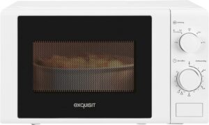 Microonde Exquisit® 20L, 700W, colore bianco con piatto da 25,5 cm, vista da lato