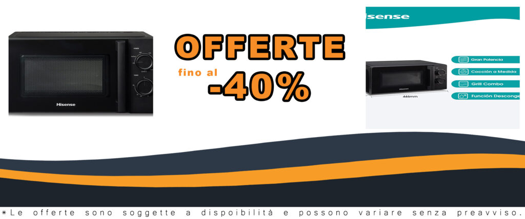 Forno microonde Hisense H20MOBS1HG, nero, con controllo meccanico e potenza di 700 watt su 6 livelli.