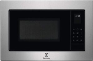 Forno a microonde con grill, 25 litri e 900 W, installazione incasso, perfetto per cucinare piatti rapidi e gustosi con un design moderno.