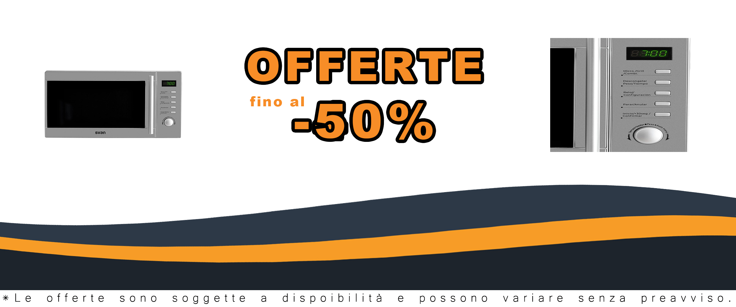 Microonde Svan 20 litri con grill inox SMW2700DGX, 700 W, griglia 1000 W, 8 programmi e facile pulizia