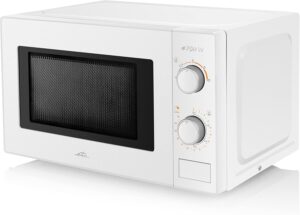 Microonde ETA Morelo bianco con 5 livelli di riscaldamento, funzione scongelamento e timer fino a 35 minuti.