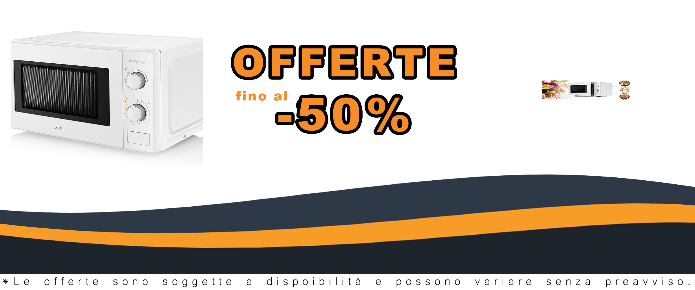 Microonde ETA Morelo bianco con 5 livelli di riscaldamento, funzione scongelamento e timer fino a 35 minuti.