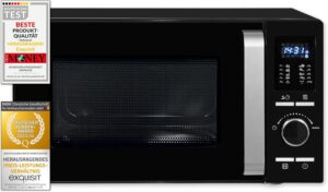 Microonde Exquisit MW 8925-7 Hsw in nero con piatto girevole e illuminazione interna