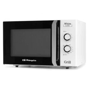 Microonde Orbegozo MIG 3021 con grill, capacità 30L e timer, ideale per cucinare in modo rapido e versatile.