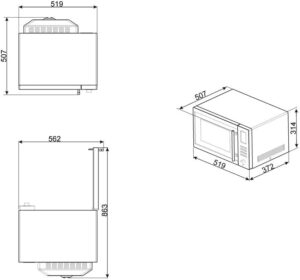 Forno a microonde Smeg MOE34CXI in acciaio inox con capacità di 34 litri e potenza di 1000 W, ideale per una cucina versatile.