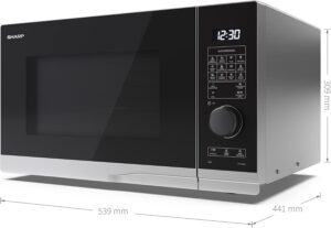 Forno a microonde SHARP PG254AES con griglia, 900 W microonde e 1000 W grill, argento  