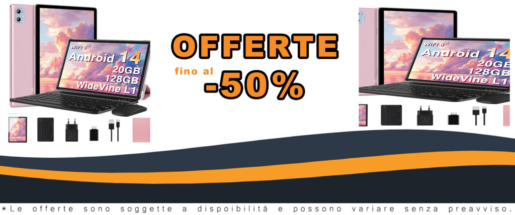 Immagine del Tablet 2025 Newest con 20GB RAM e Android 14, ideale per lavoro e intrattenimento