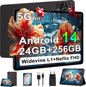 ZIOVO Tablet Android 14 con 24GB RAM, 256GB ROM espandibile, e display da 11 pollici ideale per streaming 