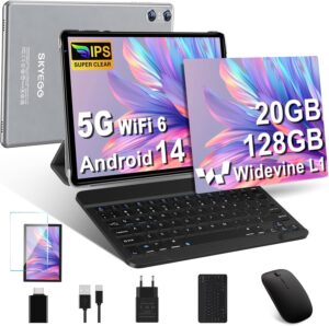 SKYEGG Tablet 10 Pollici Android 14 con tastiera, mouse e custodia inclusi, in grigio  