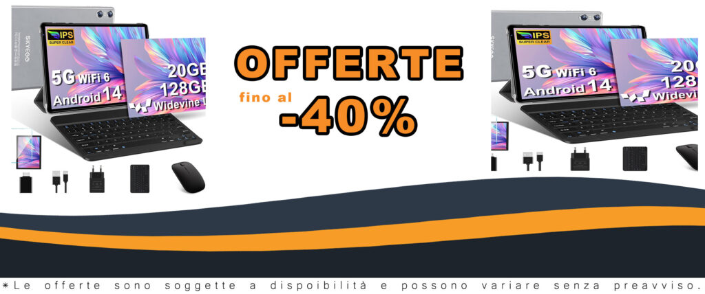 SKYEGG Tablet 10 Pollici Android 14 con tastiera, mouse e custodia inclusi, in grigio