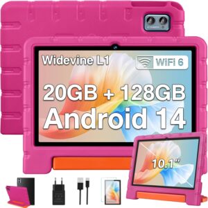 Tablet ZIOVO 10 pollici Android 14 con custodia EVA rosa  