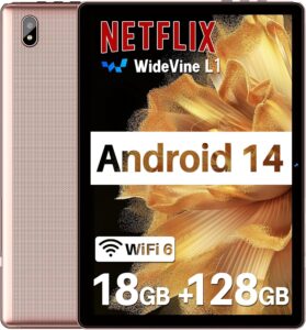 DMOAO Tablet 10 Pollici Android 14 in Oro Rosa con 18GB RAM e caratteristiche avanzate  