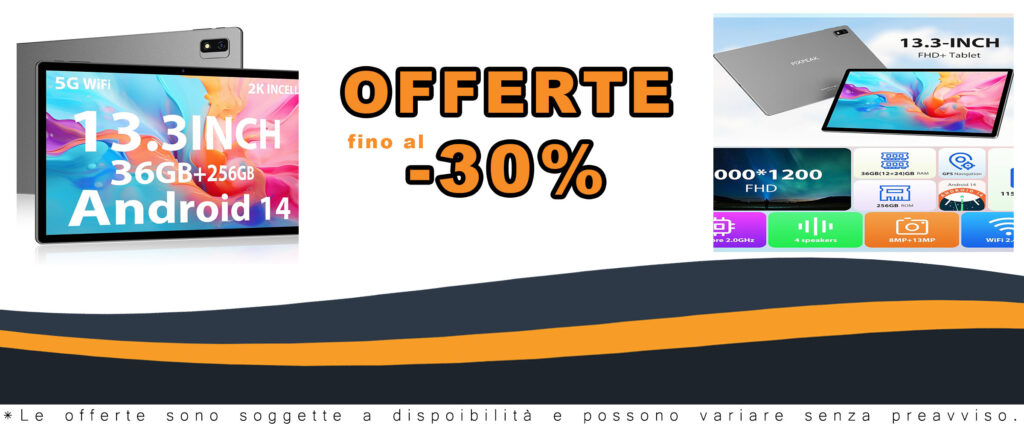 PIXPEAK 2K Tablet 13.3 pollici con Android 14, display INCELL e batteria da 11580mAh