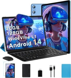 Biegedy Tablet 10 Pollici Android 14 con tastiera e mouse inclusi, perfetto per lavoro e intrattenimento  