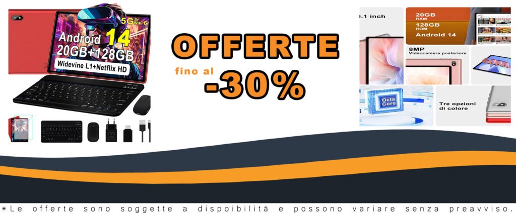 Tablet Android 14 Tablet 10 Pollici con 20GB RAM, 128GB ROM e accessori inclusi