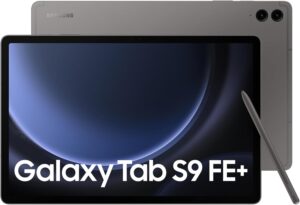 Samsung Galaxy Tab S9 FE+ in primo piano con il display da 12.4" e design elegante 