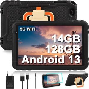 Tablet AOCWEI da 10 pollici per bambini con display Full HD, 14GB di RAM e custodia EVA protettiva, ideale per l'apprendimento e l'intrattenimento.