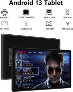 Tablet AOCWEI da 10 pollici per bambini con display Full HD, 14GB di RAM e custodia EVA protettiva, ideale per l'apprendimento e l'intrattenimento.