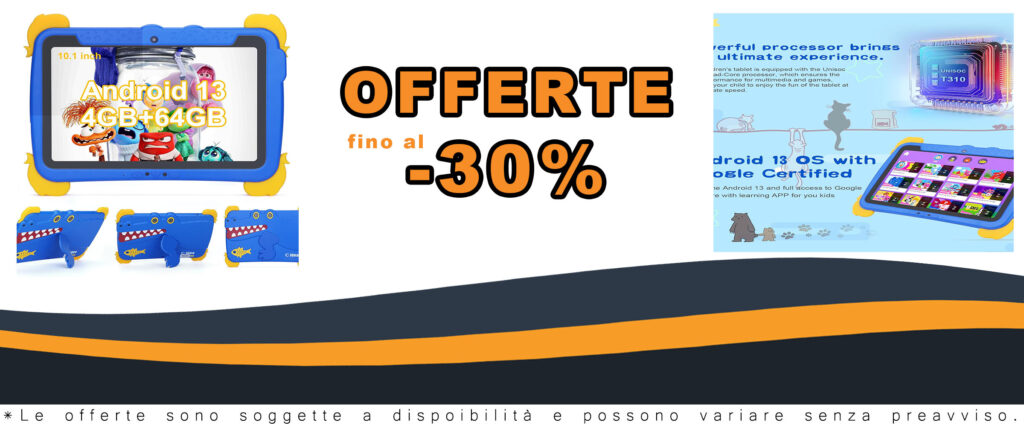 C idea Kids Tablet, tablet da 10,1 pollici con Android 13, perfetto per i bambini con memoria espandibile e batteria lunga durata