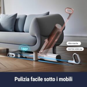 Immagine del prodotto OSOTEK H200 Lite Lavapavimenti, Aspirapolvere senza fili, con movimento a 180°, pulizia dei bordi e fondo del mobile