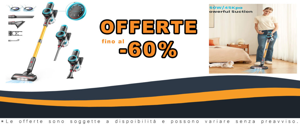 Aspirapolvere senza fili 500 W/40 Kpa per tappeti, pavimenti in legno e peli di animali con display a LED e autopiede