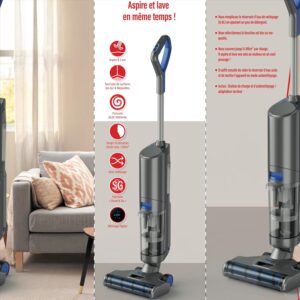 Aspirapolvere Marantz Selec 2 in 1 senza fili per pavimenti e moquette con schermo digitale e autonomia di 25 minuti.