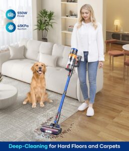Aspirapolvere senza fili NADALY, potente, con touch screen e 65 minuti di autonomia, ideale per pulizie domestiche, animali e superfici difficili