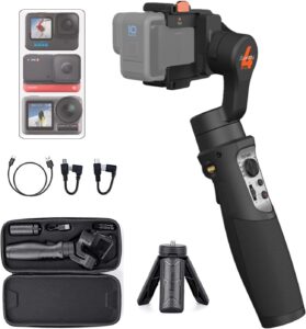 Gimbal Hohem iSteady Pro 4 per fotocamere d'azione con stabilizzazione 3-assi, resistente agli spruzzi e compatibile con GoPro, DJI OSMO Action, e altre fotocamere.