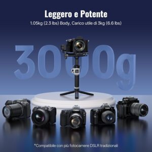 Stabilizzatore Zhiyun Cinepeer Weebill 3E con compatibilità universale per fotocamere DSLR e mirrorless, ideale per videomaker professionisti.