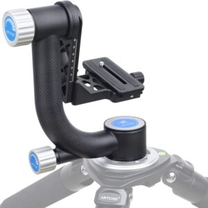 Treppiede gimbal ARTCISE in fibra di carbonio con testa GH6 e piastra di sgancio rapido per fotocamere DSLR.
