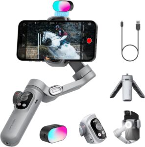 Stabilizzatore cardanico AOCHUAN con luci RGB e display OLED  
