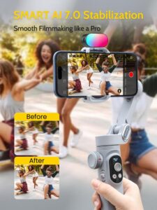 Stabilizzatore cardanico AOCHUAN con luci RGB e display OLED  